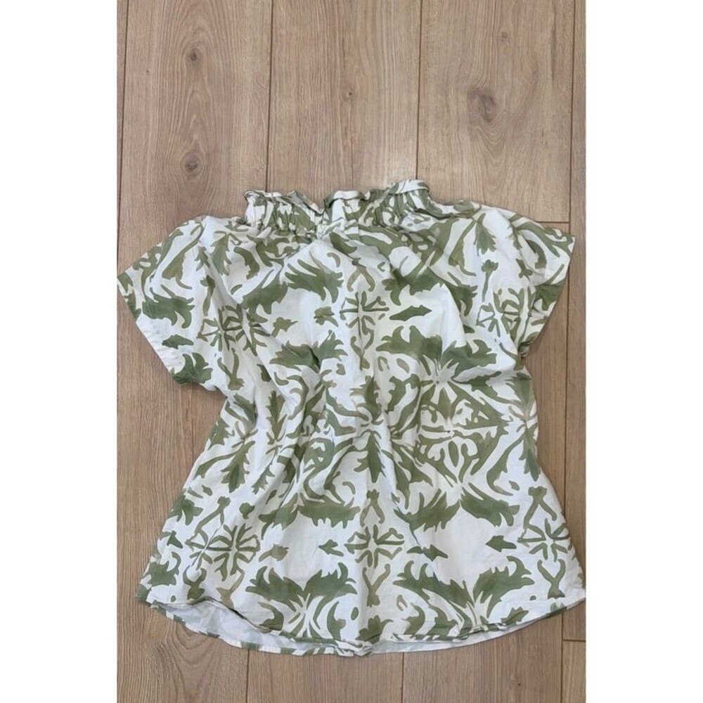 Finley Green Botanical Print Puff Sleeve Blouse S/M